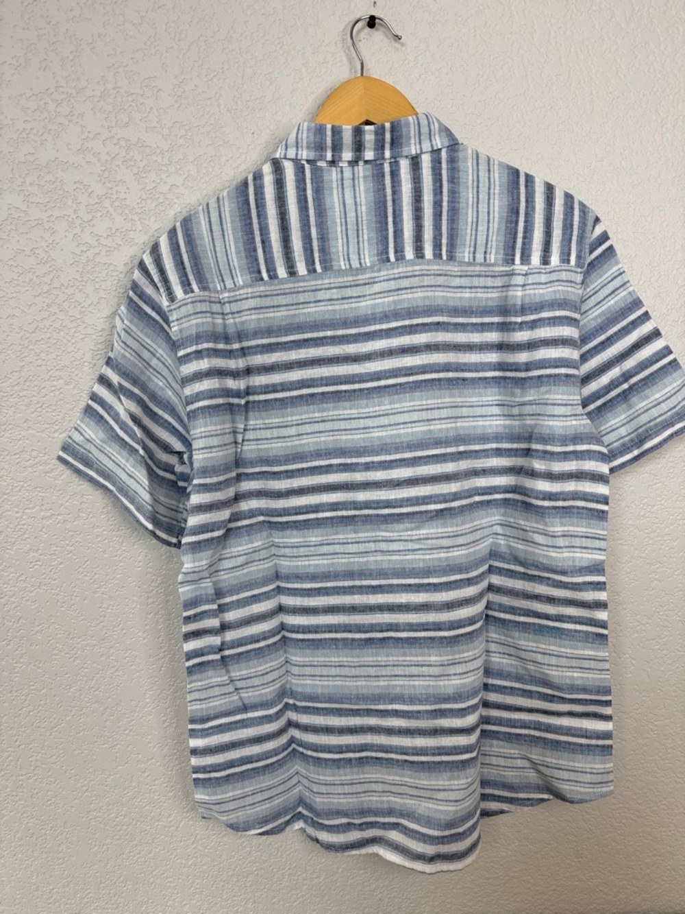 Weatherproof Casual Button Down Shirt Linen Cotton Striped Blue Mens Medium NWT - Picture 8 of 10
